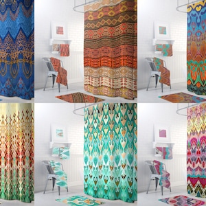 fabric shower curtain | long shower curtain | boho shower curtain | extra long shower curtain | custom shower curtain | shower stall curtain