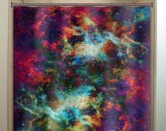 Nebula Cosmos Outer Space Galaxy Shower Curtain Extra Long, Fabric Shower Curtains Stall, Custom Wall Tapestry, Window Valance Cafe Panels