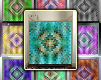 Bohemian Mandala Shower Curtain, Aqua Teal Turquoise, Custom Size