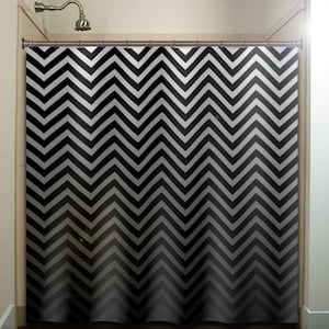 shades of gray chevron Shower Curtain Extra Long, Fabric Shower Curtains Stall, Custom Wall Tapestry, Window Valance Cafe Panels, Bath Mat