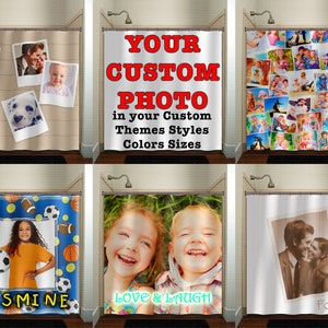 Custom Photo Shower Curtain, Personalized Window Curtain Panels with your own picture image, extra long fabric size, kids bathroom decor