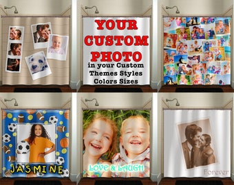 Custom Photo Shower Curtain, Personalized Fabric Bathroom Decor