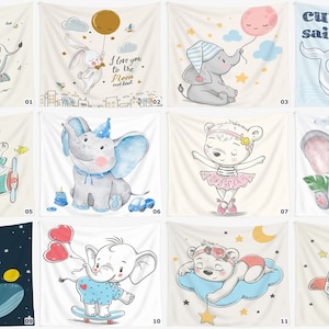 Gobelin ścienny na Baby Shower | Dekoracja baneru z tkaniny z informacją o płci dziecka | Znak „Chłopiec, dziewczynka, ona” | Uroczy prezent artystyczny do pokoju dziecięcego ze zwierzętami
