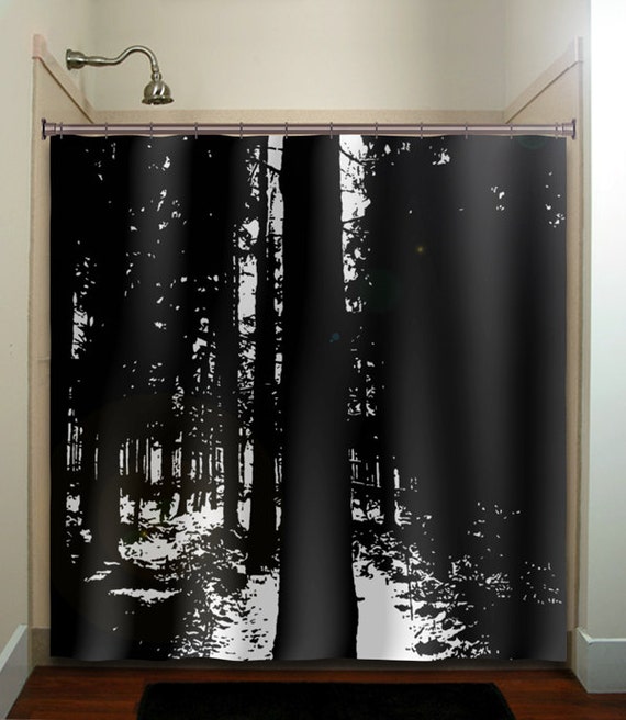 Dark Woods Black Forest Trees Shower Curtains Extra Long Etsy