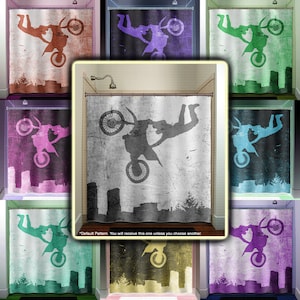 motocross dirt bike Shower Curtain Extra Long, Fabric Shower Curtains Stall, Custom Wall Tapestry, Window Valance Cafe Panels, Bath Mat