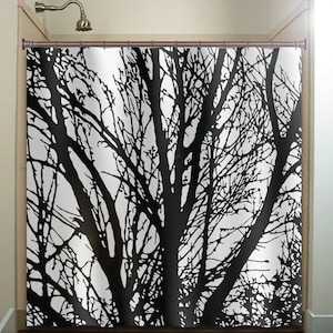 black tree branches Shower Curtains Extra Long, Fabric Shower Curtain Stall, Custom Wall Tapestry, Window Valance Cafe Panels, Bath Mat