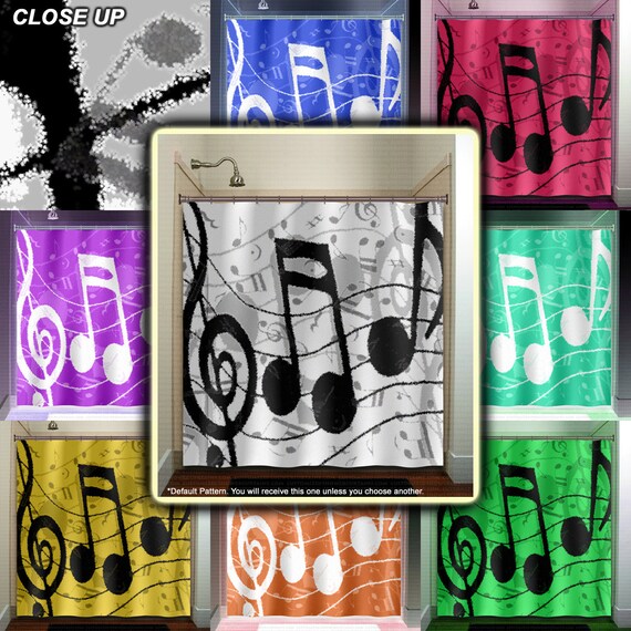 Treble Clef Sheet Music Notes Shower Curtain Extra Long Etsy