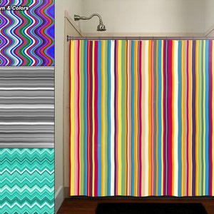custom colorful stripe Shower Curtains Extra Long, Fabric Shower Curtain Stall, Custom Wall Tapestry, Window Valance Cafe Panels, Bath Mat