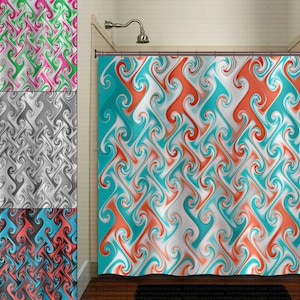 metallic style aqua coral Shower Curtains Extra Long, Fabric Shower Curtain Stall, Custom Wall Tapestry, Window Valance Cafe Panels