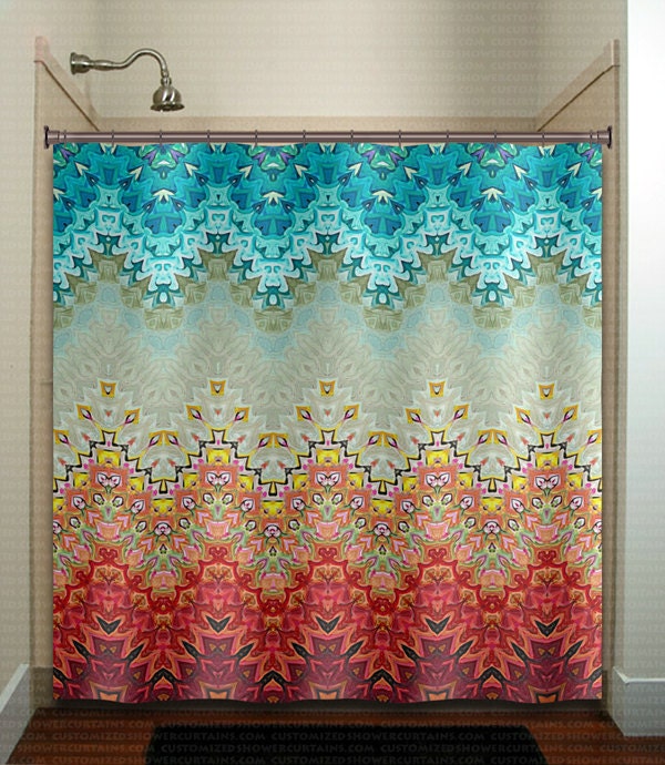Beautiful Fire And Ice Gray Turquoise Shower Curtains Extra Beautiful Fire And Ice Gray Turquoise, Tapestry Style Shower Curtain