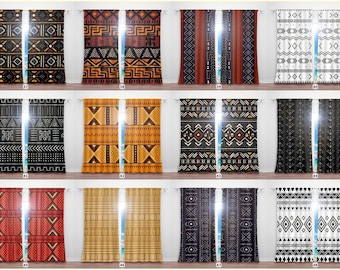 Schlammtuch-Stil Vorhänge, afrikanische ethnische Stammes- Fenstervorhänge, Schlamm-Tuch Stoff Volant, Afro Königin Mandala schwarze Frau Mädchen drapiert