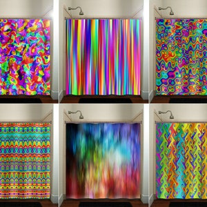 Colorful Shower Curtains in Bright Rainbow Colors.