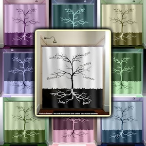 Custom family tree Shower Curtains Extra Long, Fabric Shower Curtain Stall, Custom Wall Tapestry, Window Valance Cafe Panels, Bath Mat