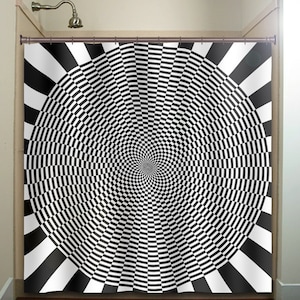 optical illusion op art Shower Curtains Extra Long, Fabric Shower Curtain Stall, Custom Wall Tapestry, Window Valance Cafe Panels, Bath Mat