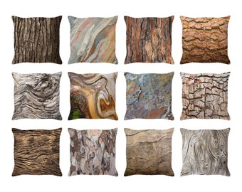 Birch Tree Bark Throw Pillow Cover | Wood Knot Nature Decor