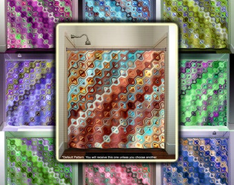 Boho Chic Shower Curtain, Abstract Geometric Pattern, Custom Size