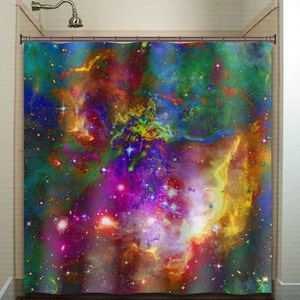 Nebula Galaxy duschdraperi, färgglatt yttre rymden tyg