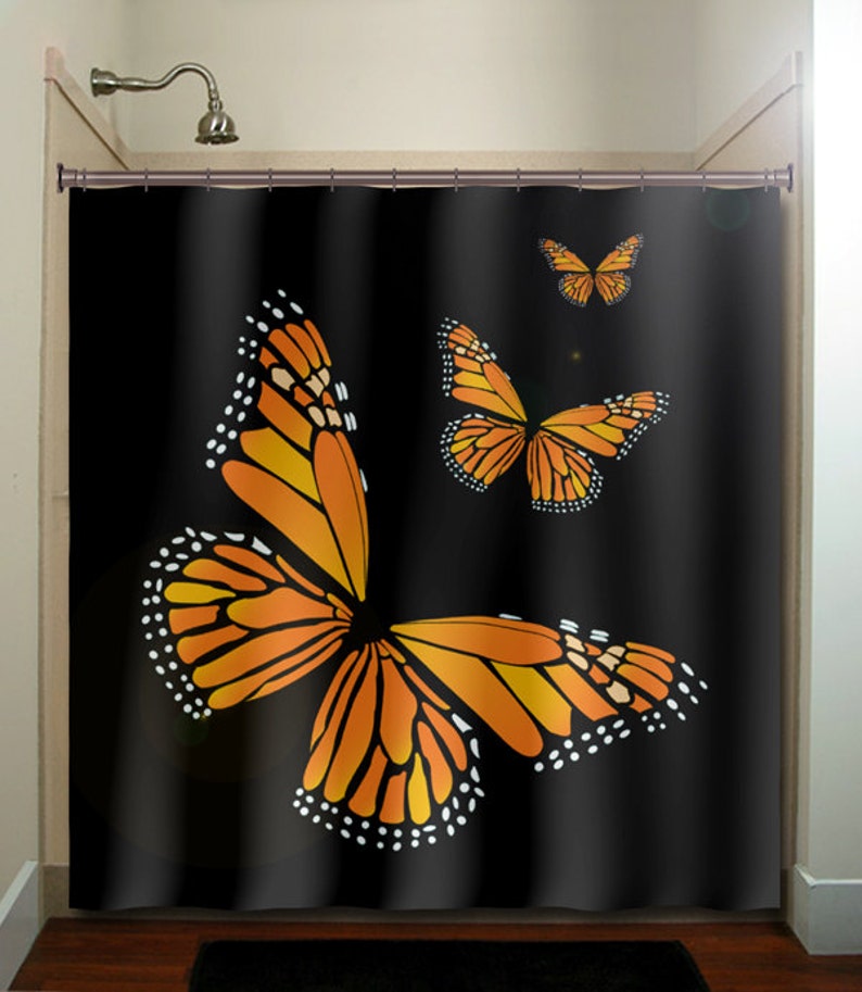 Monarch Butterfly Shower Curtain Extra Long Fabric Shower Etsy