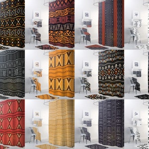 mudcloth style shower curtain | tribal ethnic shower curtains | mud cloth shower curtain | extra long boho shower curtain | african stall
