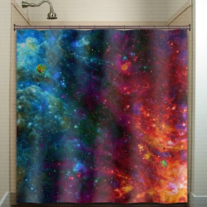 Eld-is-nebula-galax duschdraperi, tyg i yttre rymden