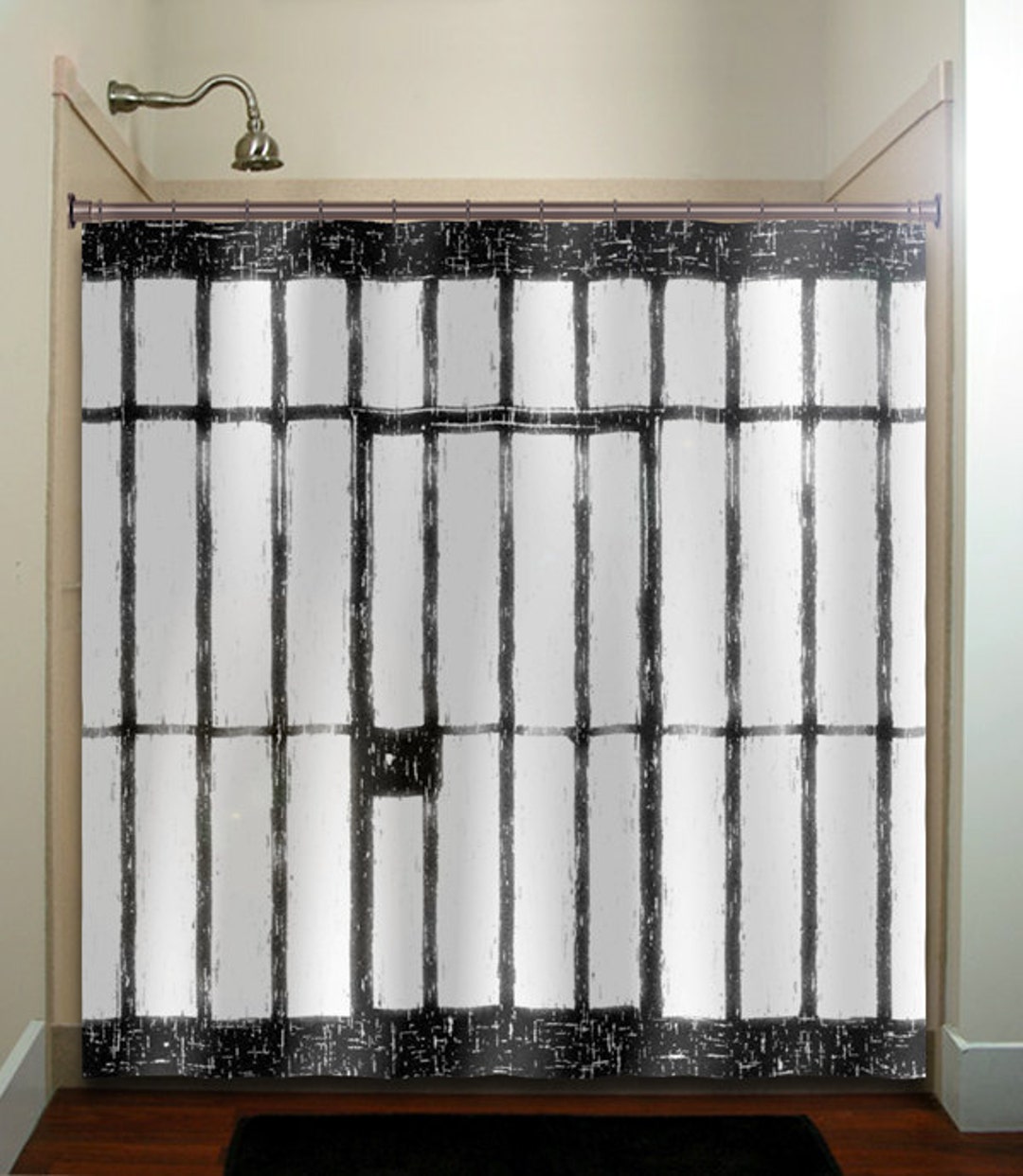 Scary Funny Prison Cell Jail Shower Curtain Extra Long, Fabric Shower