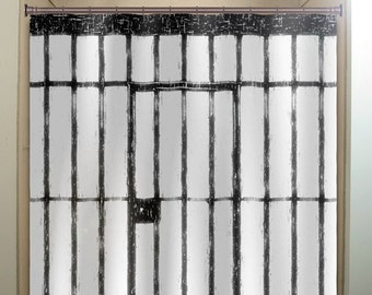 Prison Cell Shower Curtain, Extra Long Fabric Curtain, Custom Sizes