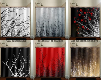 tree branch willow twigs Shower Curtain Extra Long, Fabric Shower Curtains Stall, Custom Wall Tapestry, Window Valance Cafe Panels, Bath Mat