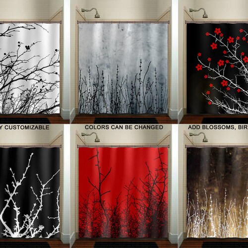 Forest Birch Tree Shower Curtain Extra Long Fabric Shower Etsy