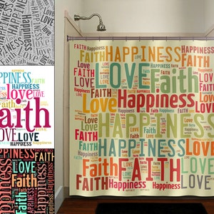 faith love happiness peace Shower Curtain Extra Long, Fabric Shower Curtains Stall, Custom Wall Tapestry, Window Valance Cafe Panels