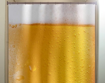 Frothy Beer Shower Curtain, Extra Long Fabric