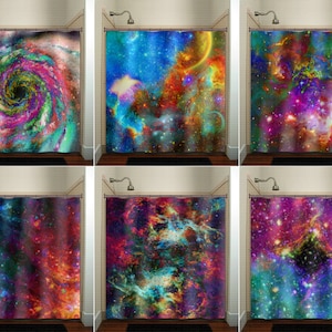 Space Galaxy Shower Curtain Extra Long, Fabric Shower Curtains Stall, Custom Wall Tapestry, Window Valance Cafe Panels, Bath Mat, Towel