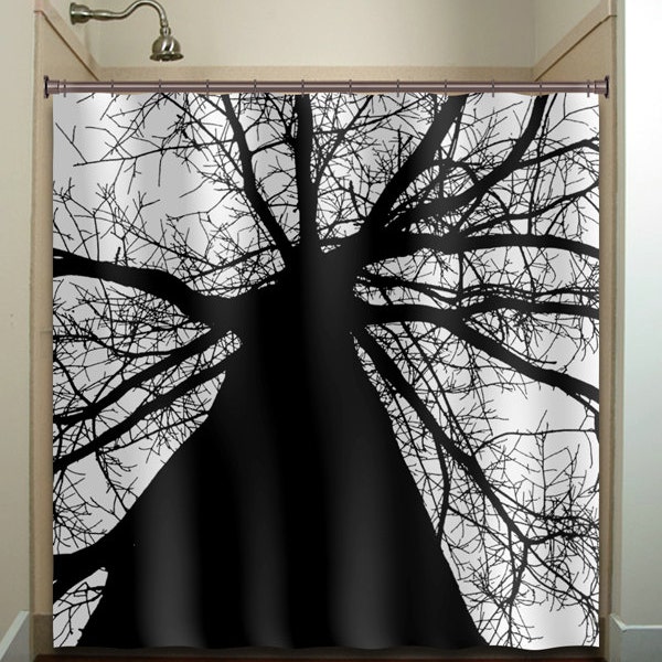 black tree trunk Shower Curtains Extra Long, Fabric Shower Curtain Stall, Custom Wall Tapestry, Window Valance Cafe Panels, Bath Mat, Towel