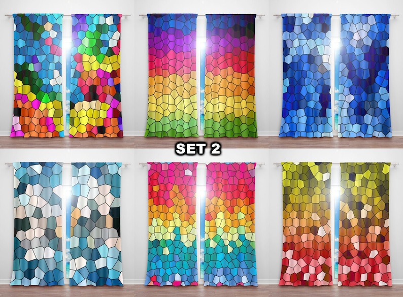 Window Curtains with Stained Glass Design Stained Glass Etsy
