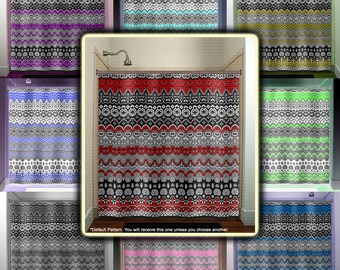 Barocker Gothic Duschvorhang, Boho Macabre Chevron Design