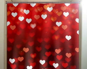 Valentinstag Herzen Stoff Duschvorhang, extra lang