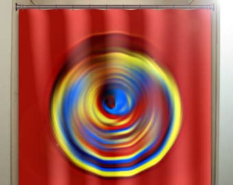 Abstract Red Shower Curtain, Colorful Vortex, Custom Size