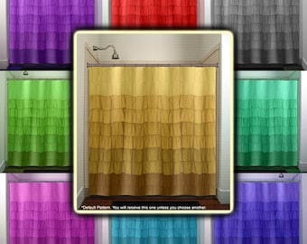 Printed Ruffle Effect Shower Curtain, Custom Fabric, Extra Long
