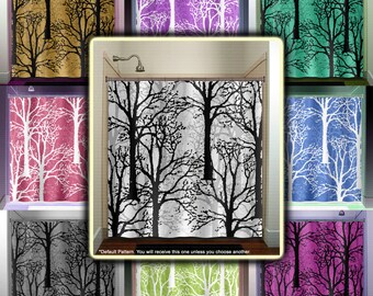 Oak Forest Winter Trees Shower Curtain, Woodland Decor