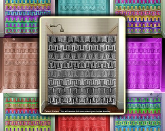 Greek Key Shower Curtain, Roman Meander Pattern, Custom Fabric Curtain