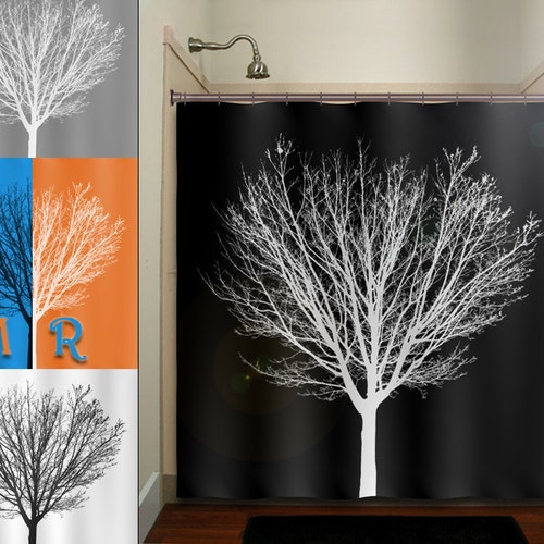 Forest Birch Tree Shower Curtain Extra Long Fabric Shower Etsy