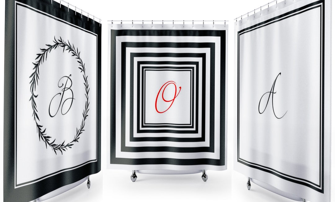 Custom Monogram Shower Curtain, Personalized Bathroom Decor - Etsy
