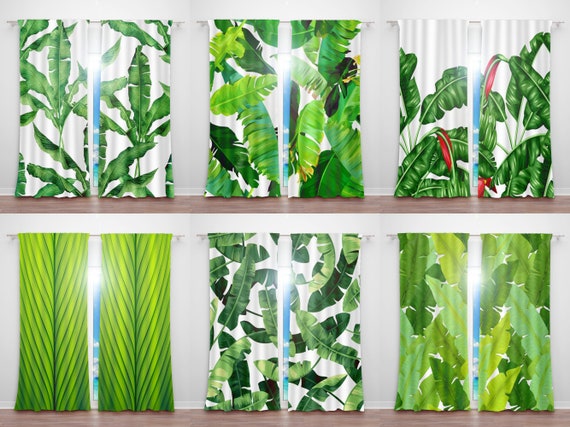 Tropical Curtains Banana Leaf Curtains Palm Leaf Fabric - Etsy