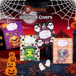 35 Spooky Composition Notebook Cover Designs | Instant Download