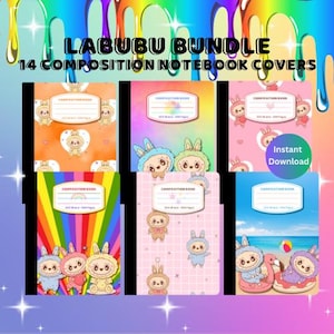 14 Labubu Composition Notebook Covers|Back to School|Printable|Instant Download|Composition Notebook Cover Bundle