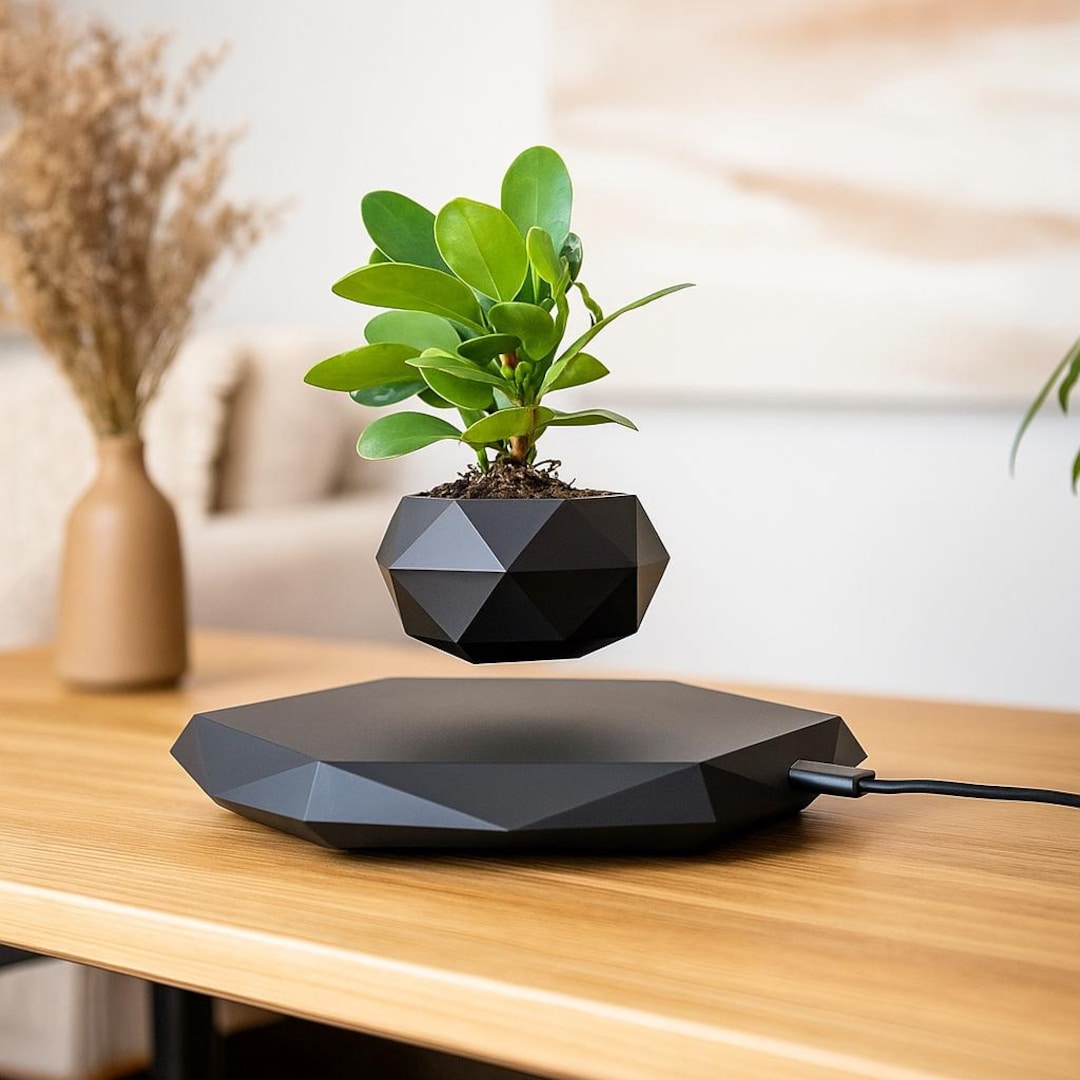 Levitating Air Bonsai Pot Magnetic Floating Plant Planter Rotating ...