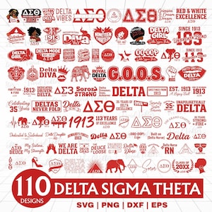 110+ Delta Sigma Theta: SVG & PNG - DST 1913, Greek Letter Sorority, Divine 9 (Digital Download)