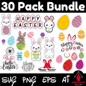 Easter Special Pack of 30 | Digital Download | Bunny, Egg & Floral Designs for Spring | Instant Download | Easter Clipart | VividVektor