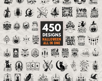 Halloween SVG Bundle, 450 Spooky Witchy Designs, Cricut Cut Files