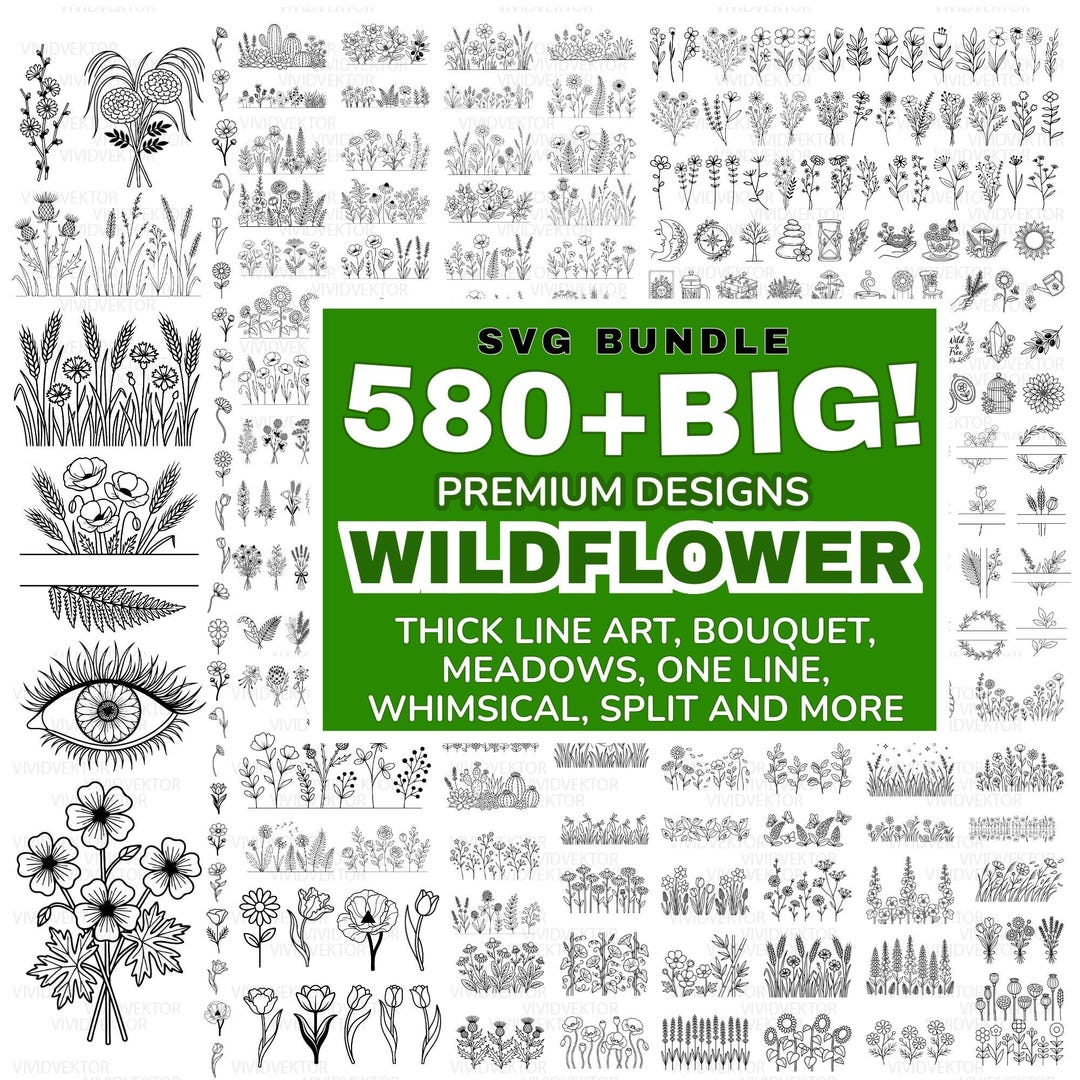 Wildflower SVG Bundle, Floral Bouquet, Line Art (digital Files) - Etsy