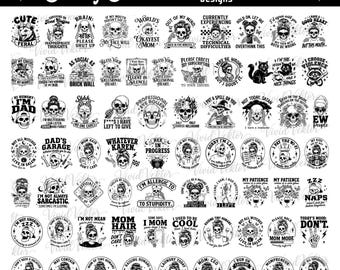 Pacote de Caveiras Engraçadas e Sarcásticas: SVG PNG (Arquivos Digitais)